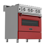 ZLINE 30 in. 4.0 cu. ft. Dual Fuel Range with Gas Stove and Electric Oven in All DuraSnow Stainless Steel with Color Door Options (RAS-SN-30) [Color: Red Gloss]