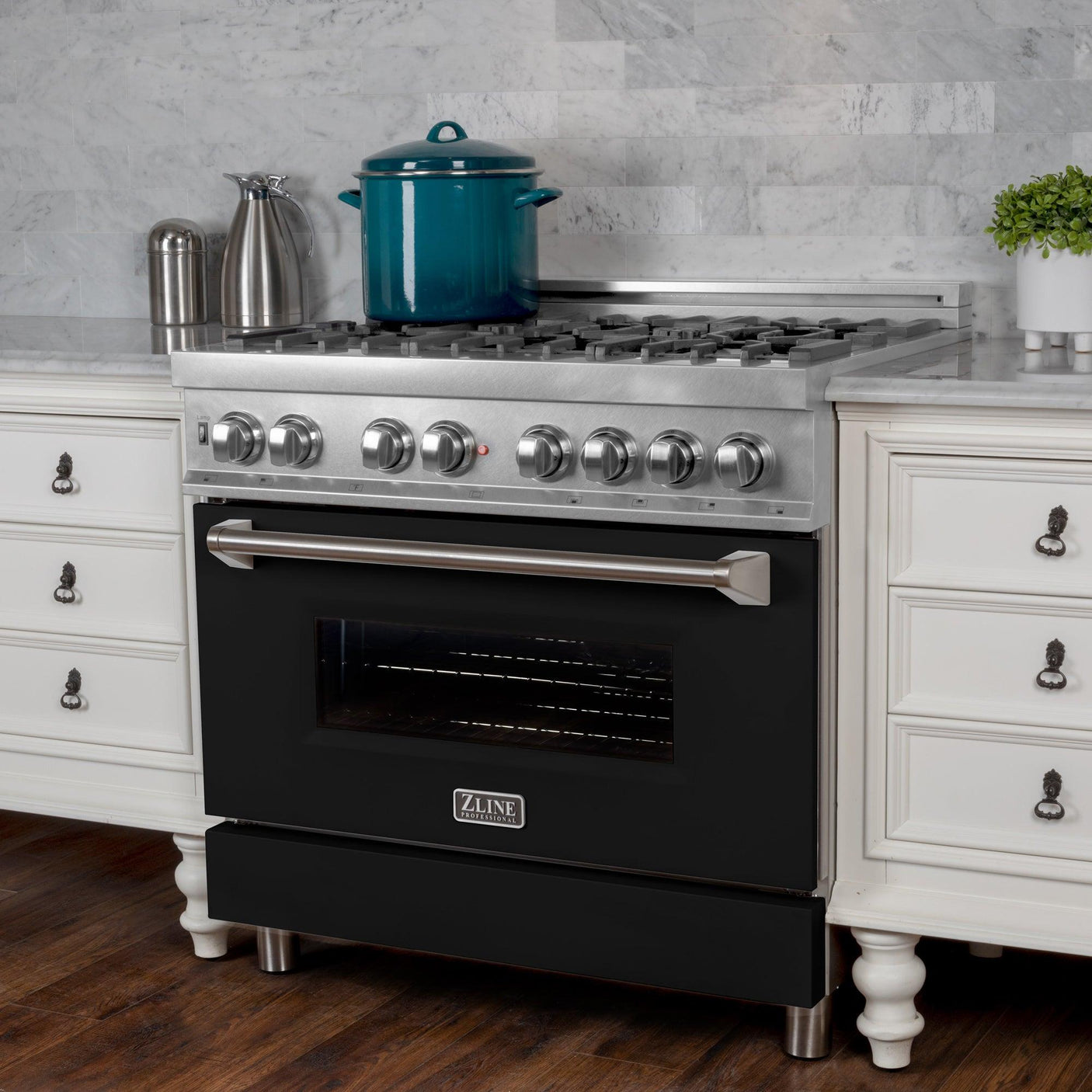 ZLINE 30 in. 4.0 cu. ft. Dual Fuel Range with Gas Stove and Electric Oven in All DuraSnow Stainless Steel with Color Door Options (RAS-SN-30) [Color: Black Matte]