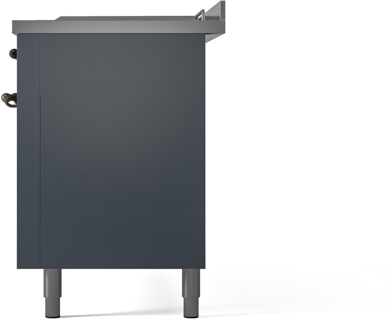 Nostalgie II 60 Inch Dual Fuel Liquid Propane Freestanding Range in Blue Grey with Bronze Trim