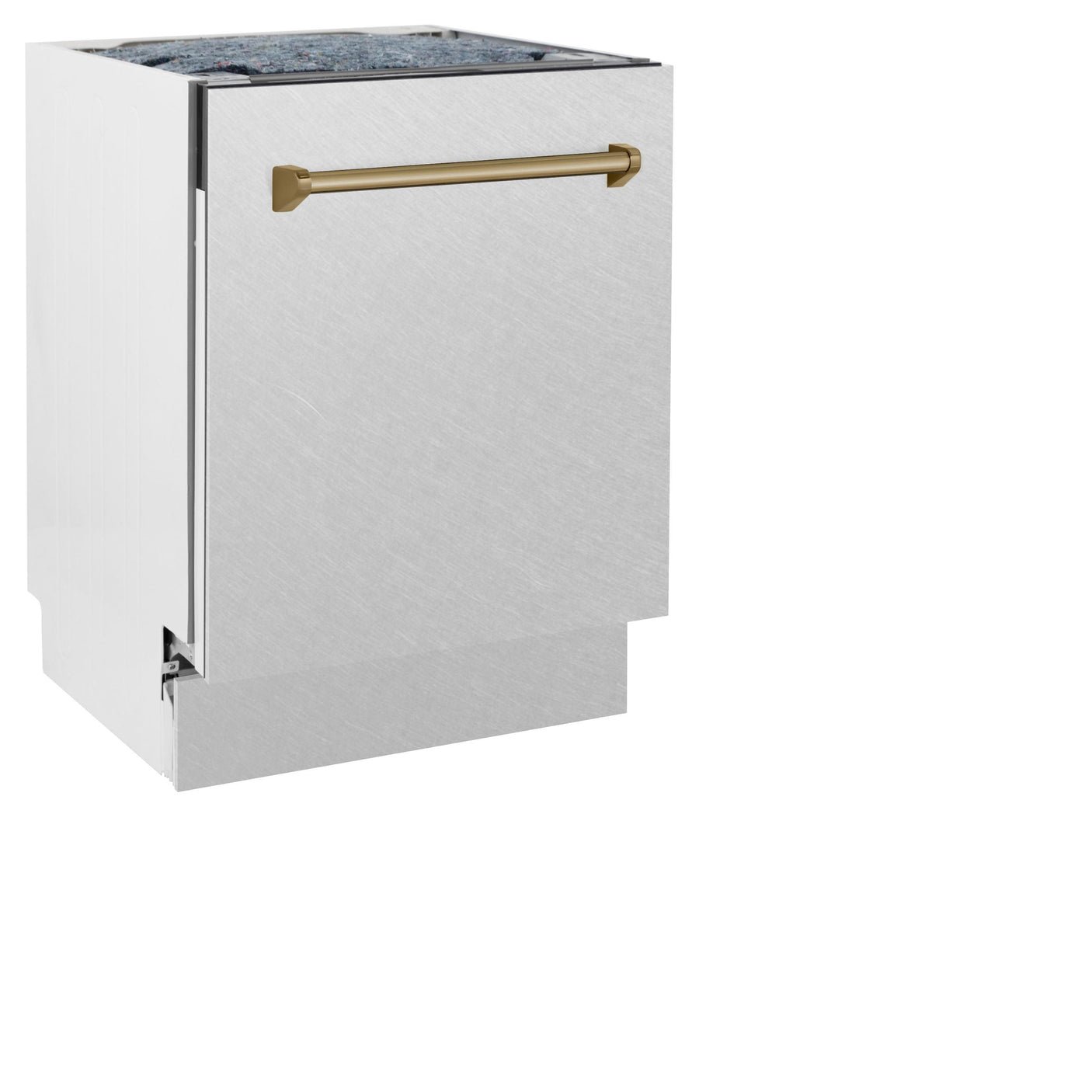 ZLINE Autograph Edition 24" 3rd Rack Top Control Tall Tub Dishwasher in DuraSnow Stainless Steel with Accent Handle, 51dBa (DWVZ-SN-24) [Color: Champagne Bronze]