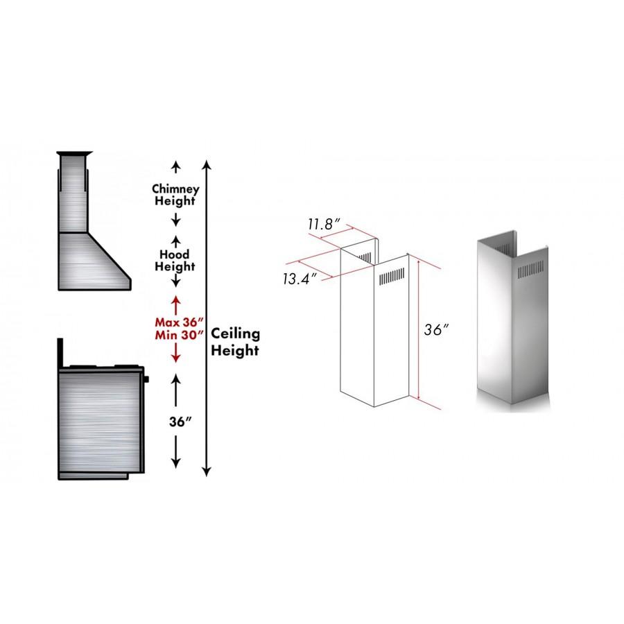 ZLINE 1-36 in. Chimney Extension for 9 ft. to 10 ft. Ceilings (1PCEXT-9667/9697)