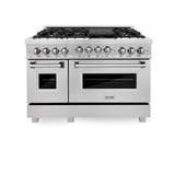 ZLINE 48" 6.0 cu. ft. Range with Gas Stove and Gas Oven in ZLINE DuraSnow Stainless Steel® (RGS-SN-48) [Color: Red Matte]