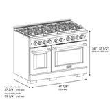 ZLINE 48 in. 6.7 cu. ft. Paramount Double Oven Dual Fuel Range in DuraSnow' Stainless Steel with 8 Brass Burners (SDRS-BR-48)