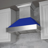 ZLINE Ducted DuraSnow Stainless Steel Range Hood with Blue Matte Shell (8654BM)