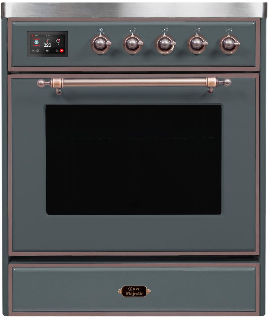 Majestic II 30 Inch Electric Freestanding Range in Blue Grey with Bronze Trim