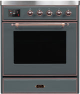 Majestic II 30 Inch Electric Freestanding Range in Blue Grey with Bronze Trim