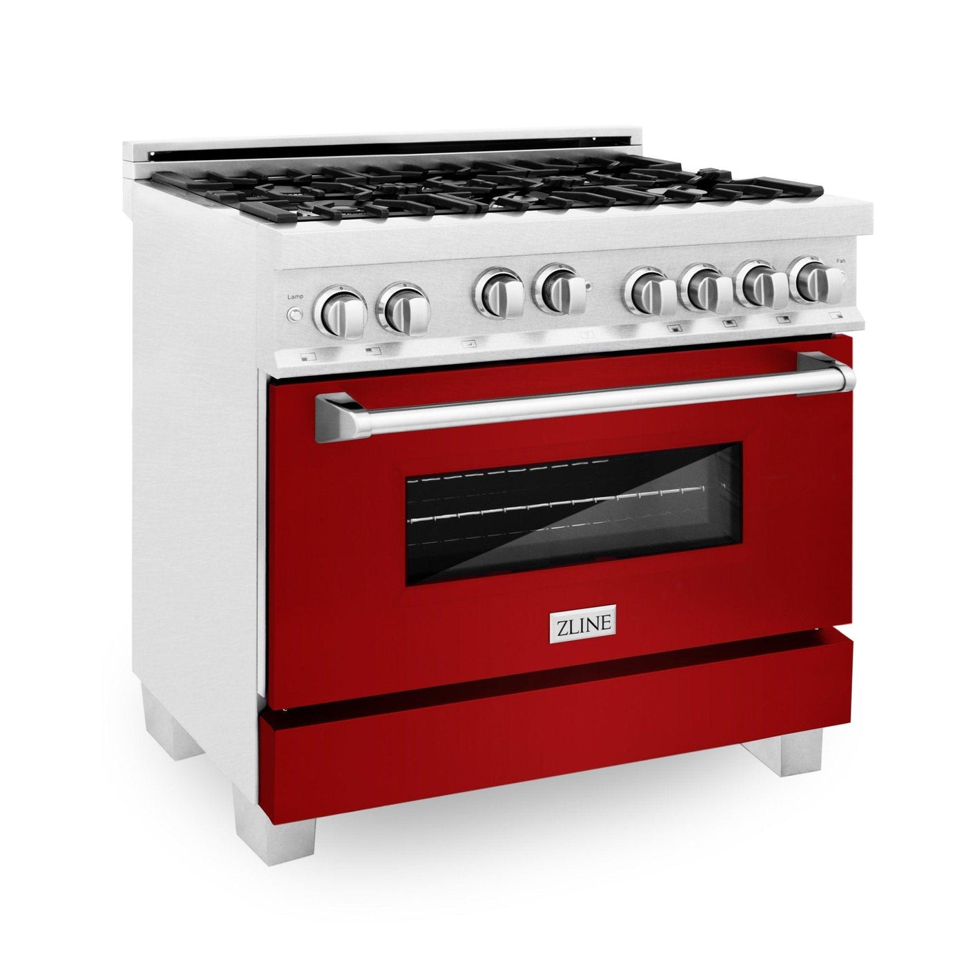 ZLINE 36" Professional 4.6 cu. ft. Gas on Gas Range in ZLINE DuraSnow® Stainless Steel with Color Door Options (RGS-SN-36) [Color: ZLINE DuraSnow Stainless Steel with Brass Burners]