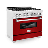 ZLINE 36" Professional 4.6 cu. ft. Gas on Gas Range in ZLINE DuraSnow® Stainless Steel with Color Door Options (RGS-SN-36) [Color: ZLINE DuraSnow Stainless Steel with Brass Burners]