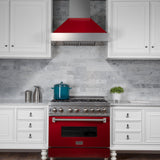 ZLINE Ducted DuraSnow Stainless Steel Range Hood with Red Gloss Shell (8654RG)