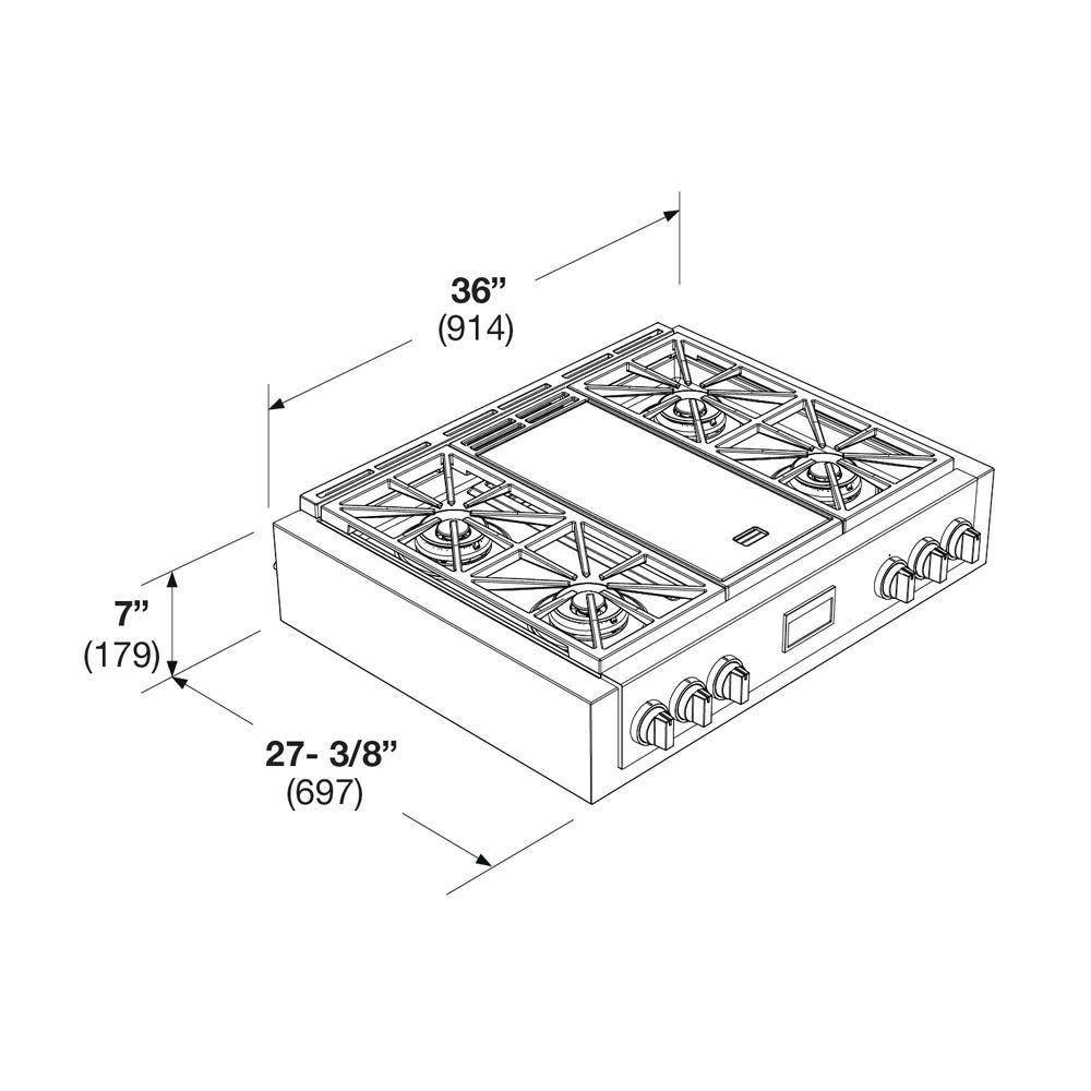 SOFIA 36" PRO GAS RANGETOP WITH GRIDDLE