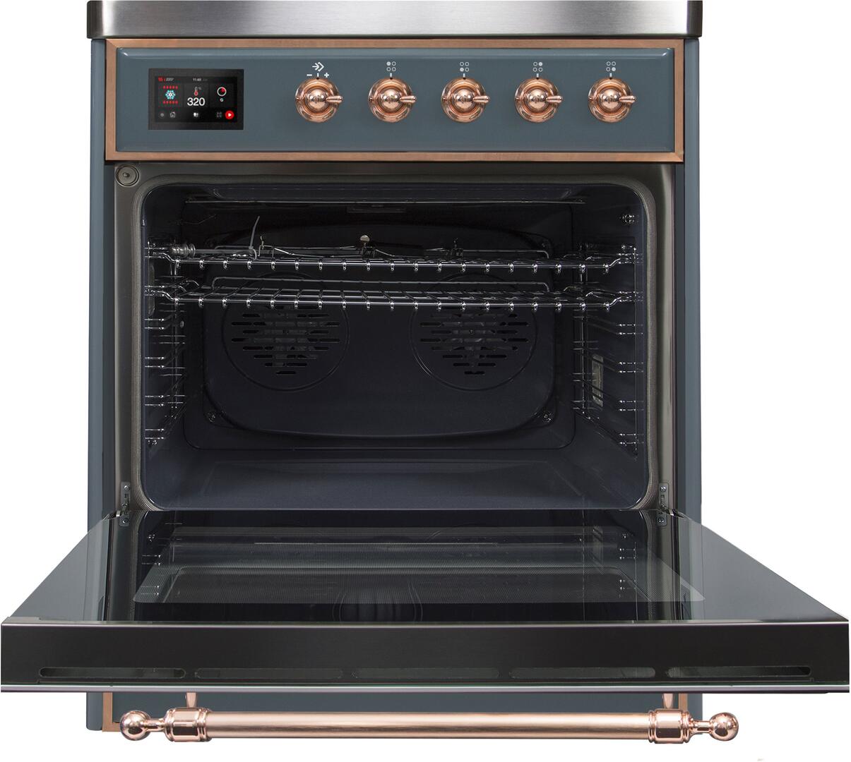 Majestic II 30 Inch Electric Freestanding Range in Blue Grey with Copper Trim