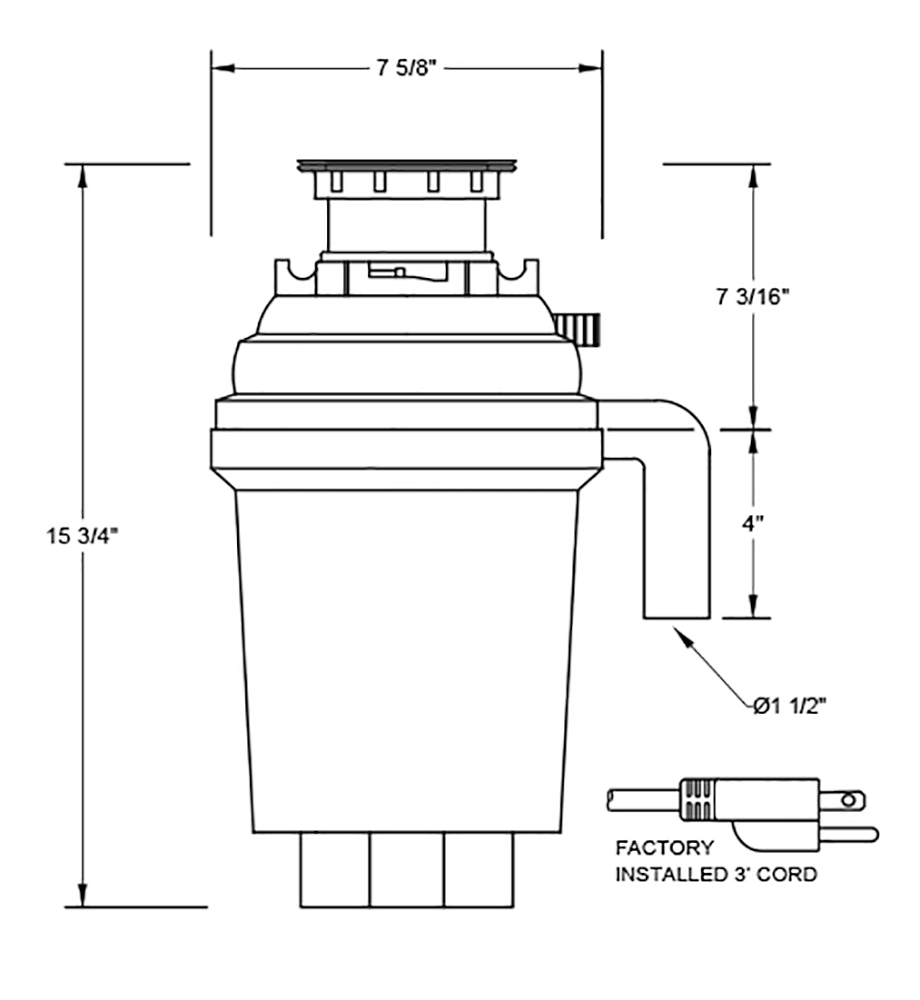 3/4 HP 10 Year Warranty, Continuous Feed waste disposal