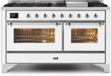 Majestic II 60 Inch Dual Fuel Liquid Propane Freestanding Range in White with Chrome Trim