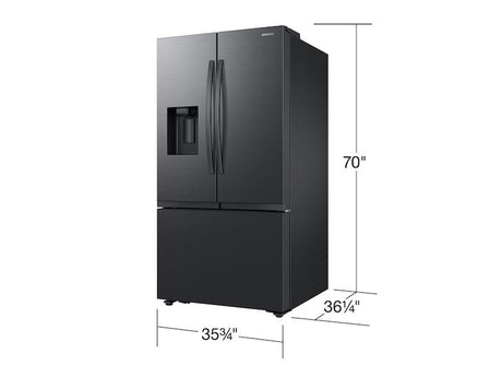 31 cu. ft. Mega Capacity 3-Door French Door Refrigerator with Four Types of Ice in Matte Black Steel