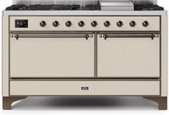 Majestic II 60 Inch Dual Fuel Liquid Propane Freestanding Range in Antique White with Copper Trim