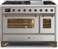 Majestic II 48 Inch Dual Fuel Liquid Propane Freestanding Range in Stainless Steel with Bronze Trim