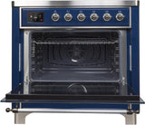 Majestic II 36 Inch Electric Freestanding Range in Blue with Chrome Trim