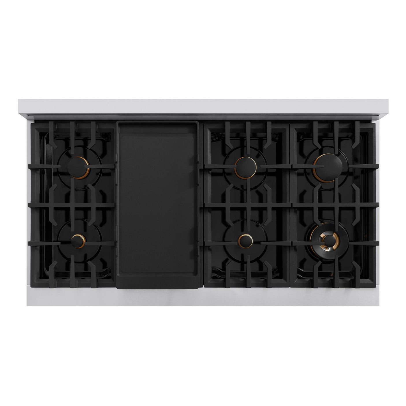 ZLINE Autograph Edition 48 in. 6.7 cu. ft. Classic Double Oven Dual Fuel Range with 8 Burner Gas Cooktop in Stainless Steel with White Matte Door and Polished Gold Accents (CDRZ-WM-48-G)