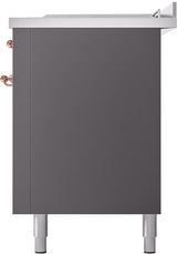 Nostalgie II 60 Inch Dual Fuel Natural Gas Freestanding Range in Matte Graphite with Copper Trim