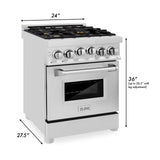 ZLINE 24 in. 2.8 cu. ft. Range with Gas Stove and Gas Oven in Stainless Steel (RG24) [Color: White Matte]