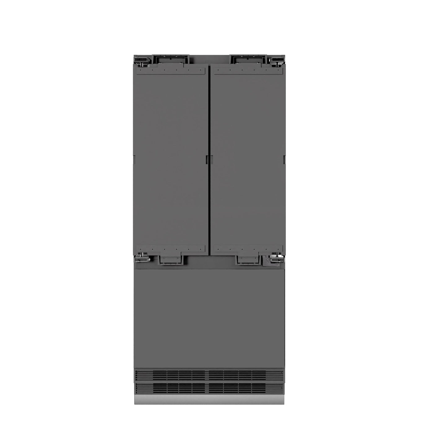 ZLINE Autograph Edition 36 in. 19.6 cu. ft. Panel Ready French Door Built-In Bottom Freezer Refrigerator with Water Dispenser and Ice Maker with Graphite Gray Interior and Matte Black Accents (GRBIVZ-36-MB)