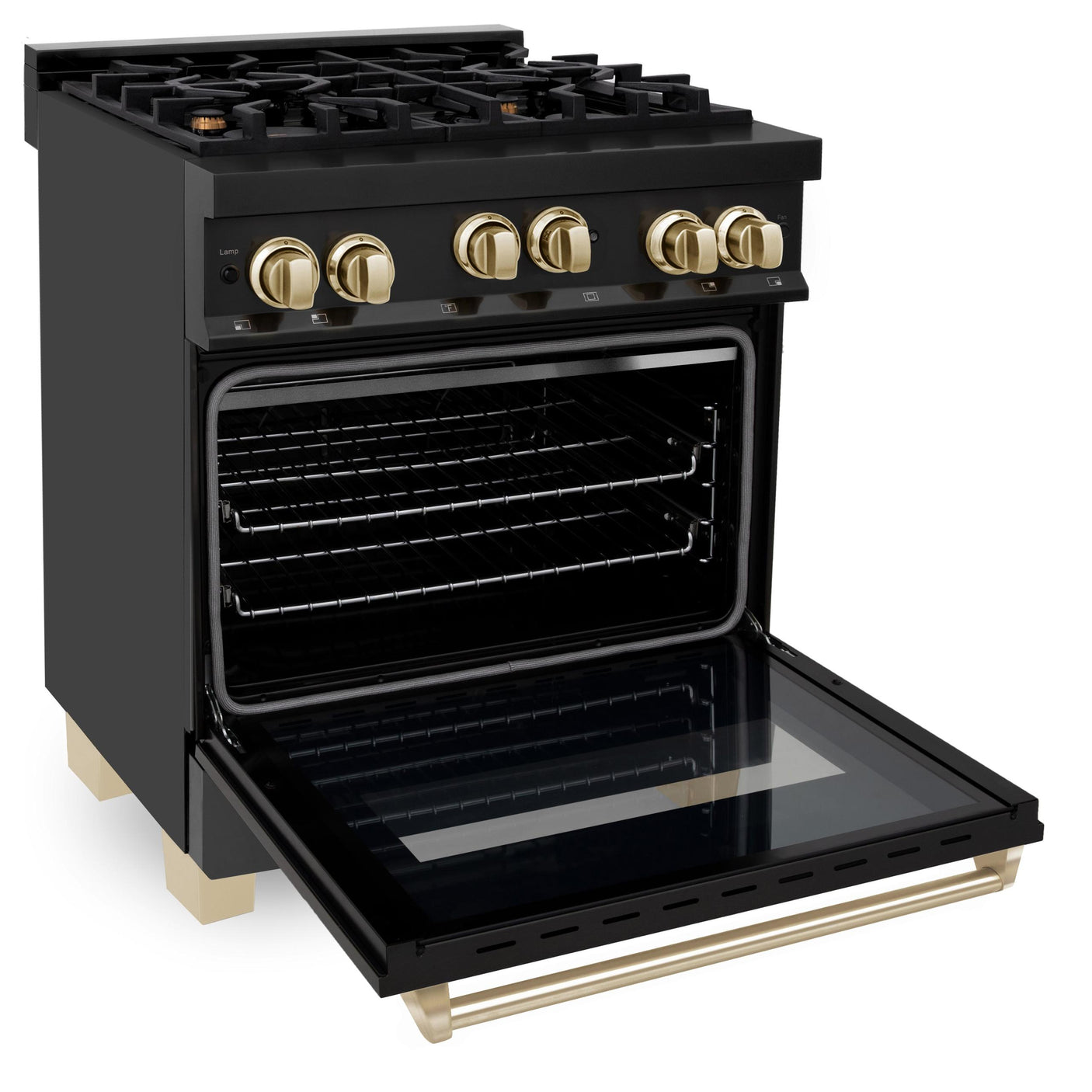 ZLINE Autograph Edition 30" 4.0 cu. ft. Range with Gas Stove and Gas Oven in Black Stainless steel with Accents (RGBZ-30) [Color: Champagne Bronze]