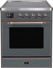 Majestic II 30 Inch Electric Freestanding Range in Blue Grey with Bronze Trim