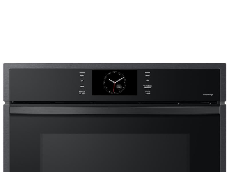 30" Double Wall Oven with Steam Cook in Matte Black Steel