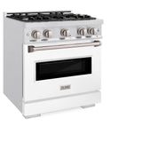 ZLINE 30 in. 4.2 cu. ft. Classic Dual Fuel Range with 4 Burner Gas Cooktop and Electric Convection Oven in DuraSnow' Stainless Steel with White Matte Door (CDRS-WM-30)