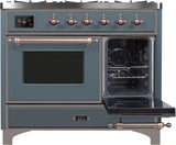 Majestic II 40 Inch Dual Fuel Liquid Propane Freestanding Range in Blue Grey with Bronze Trim