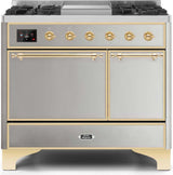 Majestic II 40 Inch Dual Fuel Liquid Propane Freestanding Range in Stainless Steel with Brass Trim