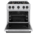 ZLINE Autograph Edition 30 in. 4.2 cu. ft. Classic Dual Fuel Range with 4 Burner Gas Cooktop and Electric Convection Oven in DuraSnow' Stainless Steel with Matte Black Accents (CDRSZ-30-MB)