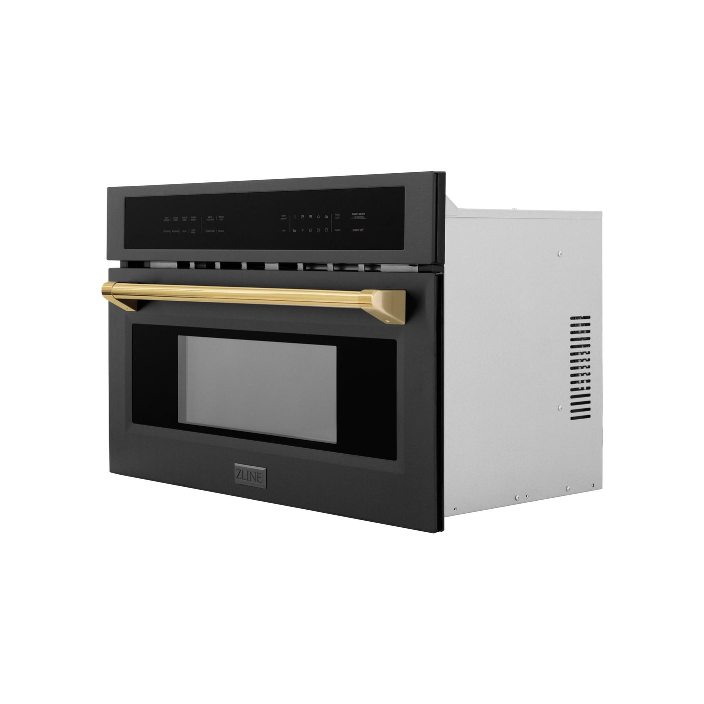 ZLINE Autograph Edition 30? 1.6 cu ft. Built-in Convection Microwave Oven in Black Stainless Steel and Polished Gold Accents (MWOZ-30-BS-G)