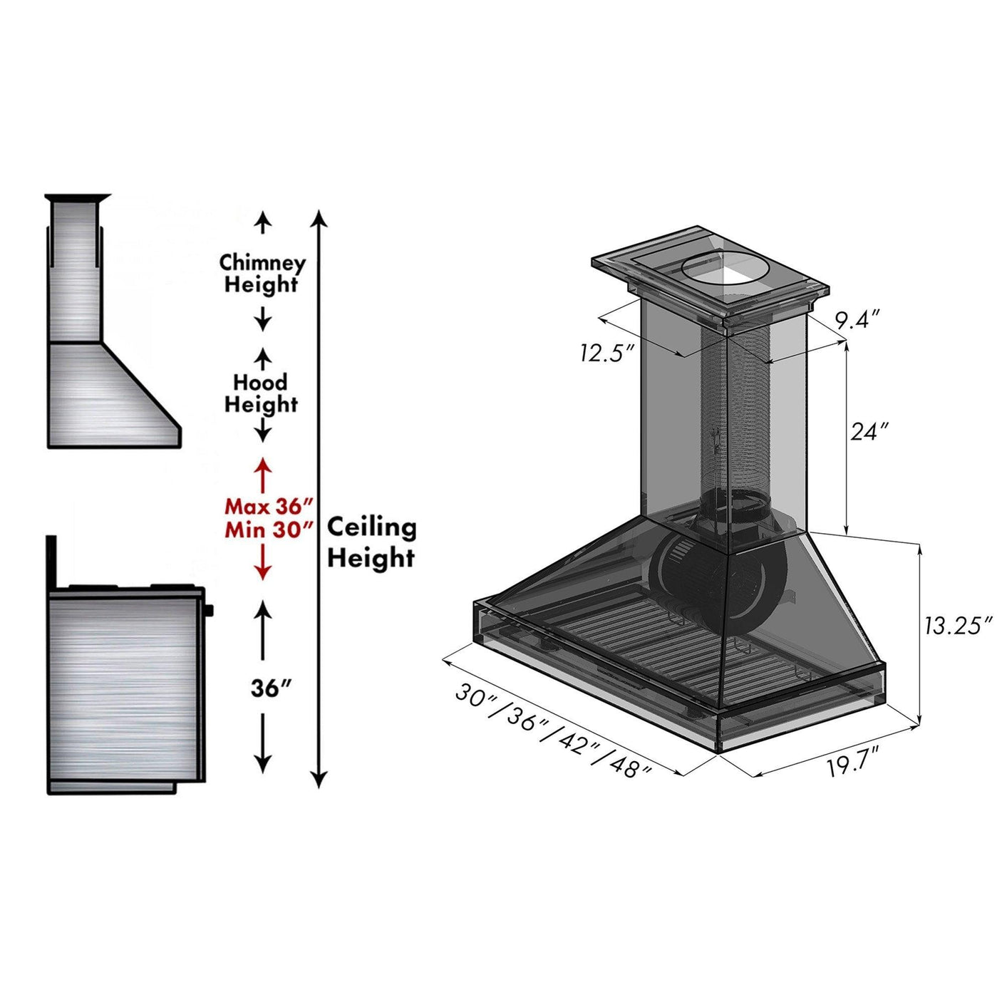 ZLINE Ducted Wooden Wall Mount Range Hood in Walnut with Remote Motor (KBRR-RS)