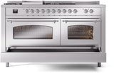 Nostalgie II 60 Inch Dual Fuel Natural Gas Freestanding Range in Stainless Steel with Chrome Trim