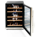 43 Bottle DESIGNER Series Dual-Zone Wine Cooler - Stainless Steel with Black Cabinet / 43 Bottles