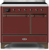 Majestic II 40 Inch Electric Freestanding Range in Burgundy with Bronze Trim