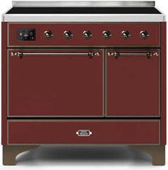 Majestic II 40 Inch Electric Freestanding Range in Burgundy with Bronze Trim