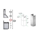 ZLINE 2-12 in. Short Chimney Pieces for 8 ft. Ceilings (SK-455/476/477/667/697)