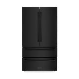 ZLINE 36" 21.6 cu. ft. 4-Door French Door Refrigerator with Water and Ice Dispenser and Water Filter in Fingerprint Resistant Black Stainless Steel (RFM-W-WF-36-BS)