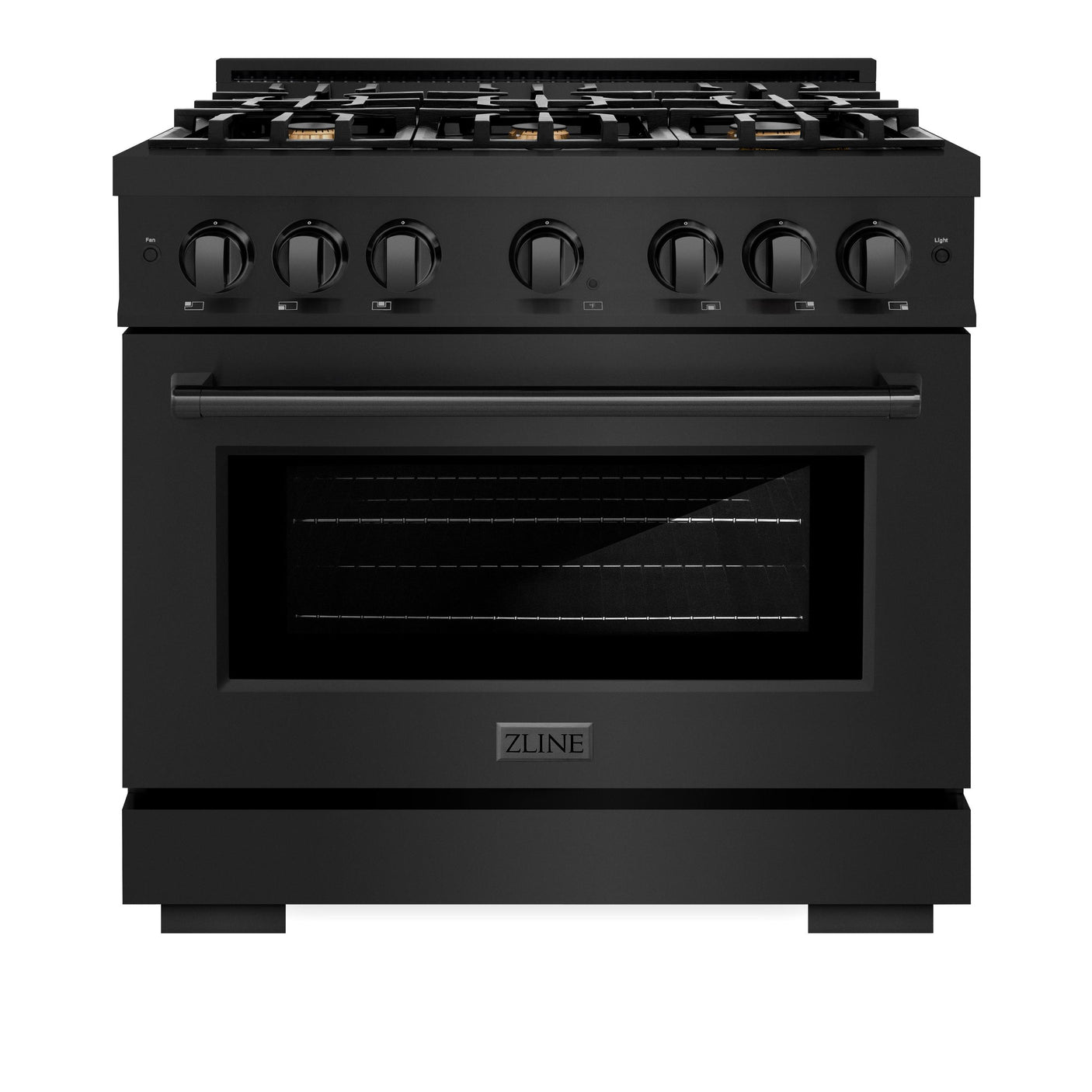 ZLINE 36 in. 5.2 cu. ft. Select Gas Range with Convection Gas Oven in Black Stainless Steel with 6 Brass Burners (HGRB-BR-36)