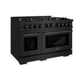 ZLINE 48 in. 6.7 cu. ft. Select Double Oven Gas Range with 8 Burner Cooktop in Black Stainless Steel (HGRB-48)