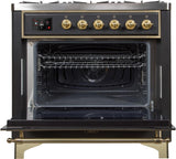 Majestic II 36 Inch Dual Fuel Liquid Propane Freestanding Range in Matte Graphite with Brass Trim