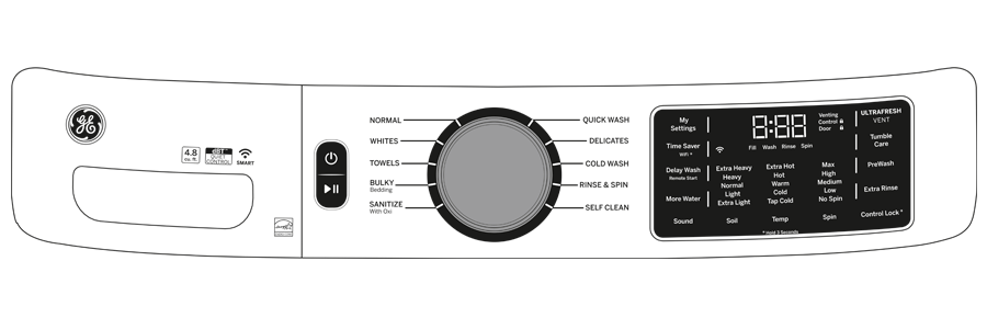 GE® ENERGY STAR 4.8 cu. ft. Capacity Smart Front Load ® Washer with UltraFresh Vent System with OdorBlock™ and Sanitize w/Oxi