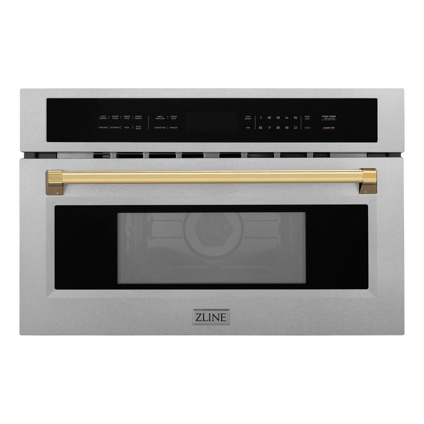 ZLINE 30" Autograph Microwave Oven in DuraSnow Stainless with Polished Gold Accents (MWOZ-30-SS-G)