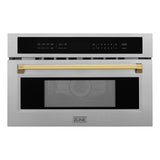 ZLINE 30" Autograph Microwave Oven in DuraSnow Stainless with Polished Gold Accents (MWOZ-30-SS-G)