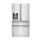 ZLINE 36" 21.6 cu. ft. 4-Door French Door Refrigerator with Water and Ice Dispenser and Water Filter in Fingerprint Resistant Stainless Steel (RFM-W-WF-36)