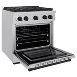 ZLINE Autograph Edition 30 in. 4.2 cu. ft. Paramount Dual Fuel Range with 4 Burner Gas Cooktop and Electric Convection Oven in DuraSnow' Stainless Steel with Matte Black Accents (SDRSZ-30-MB)