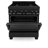 ZLINE 30" 4.0 cu. ft. Range with Gas Stove and Gas Oven in Black Stainless Steel with Brass Burners (RGB-BR-30)