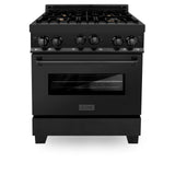 ZLINE 30" 4.0 cu. ft. Range with Gas Stove and Gas Oven in Black Stainless Steel with Brass Burners (RGB-BR-30)